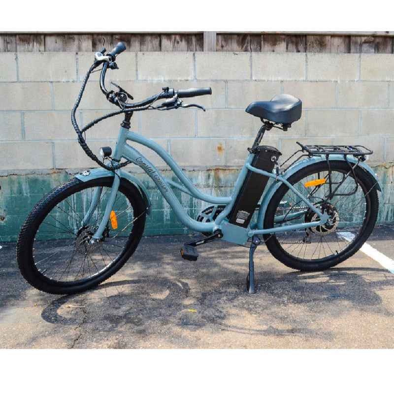 Electric Bike Coastal Cruiser 500W Classic Step Thru Grey Leftt