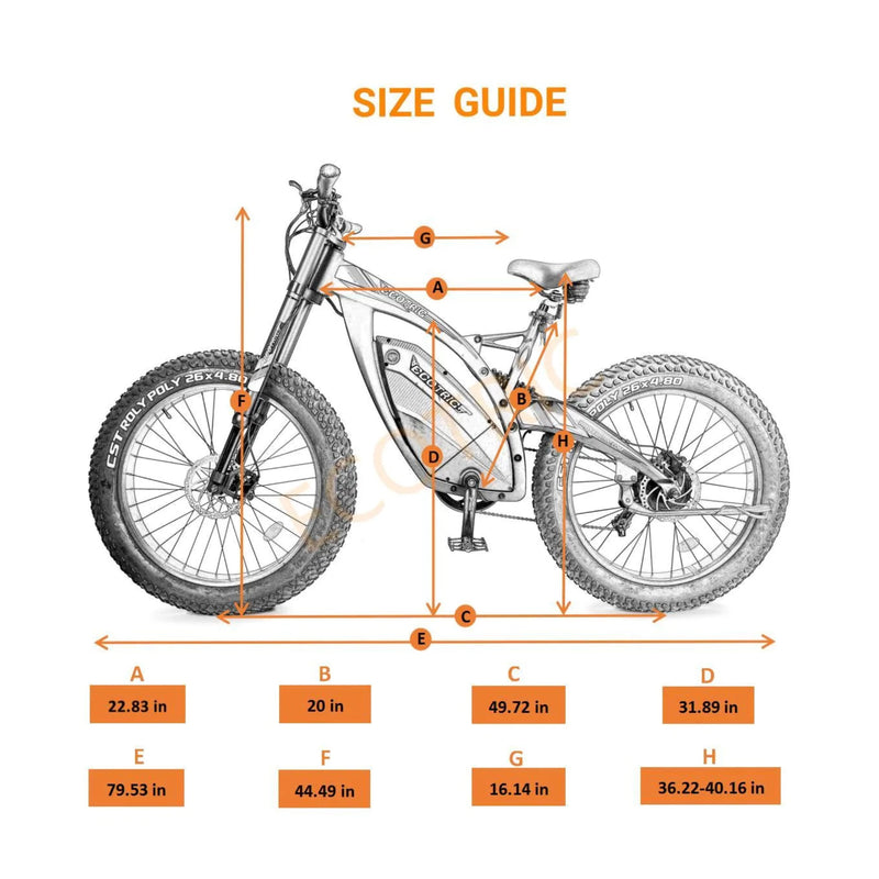 Electric Bike Ecotric Bison Sizes