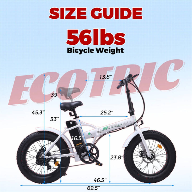 Electric Bike Ecotric Fat20 Sizes