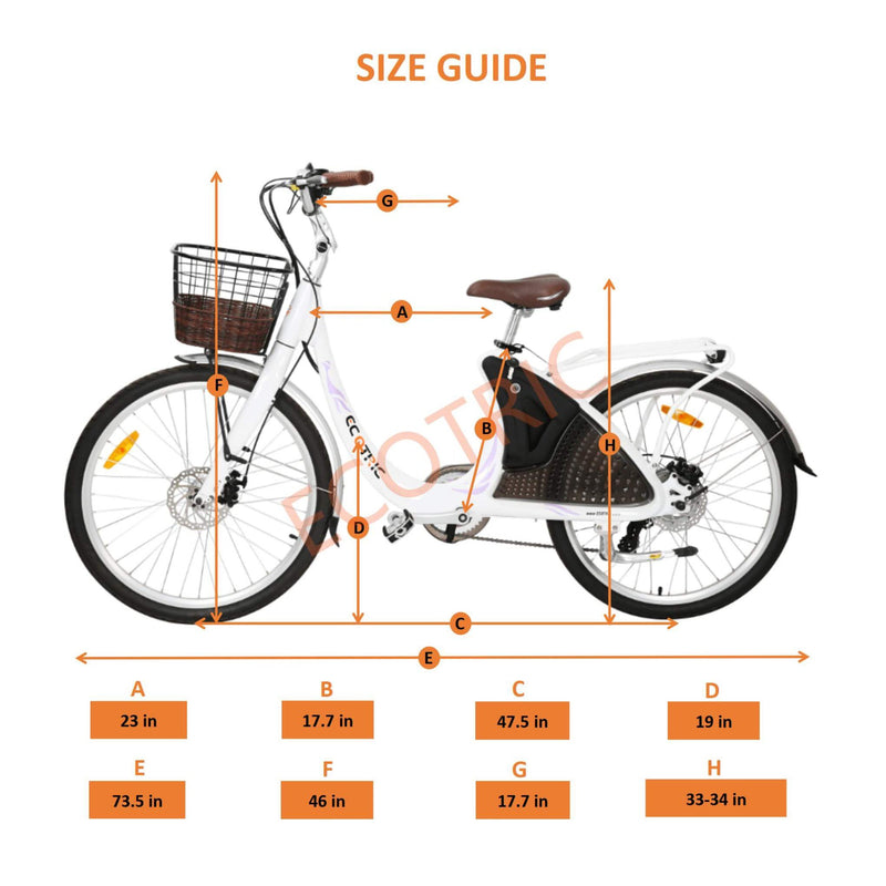 Electric Bike Ecotric Lark Sizes