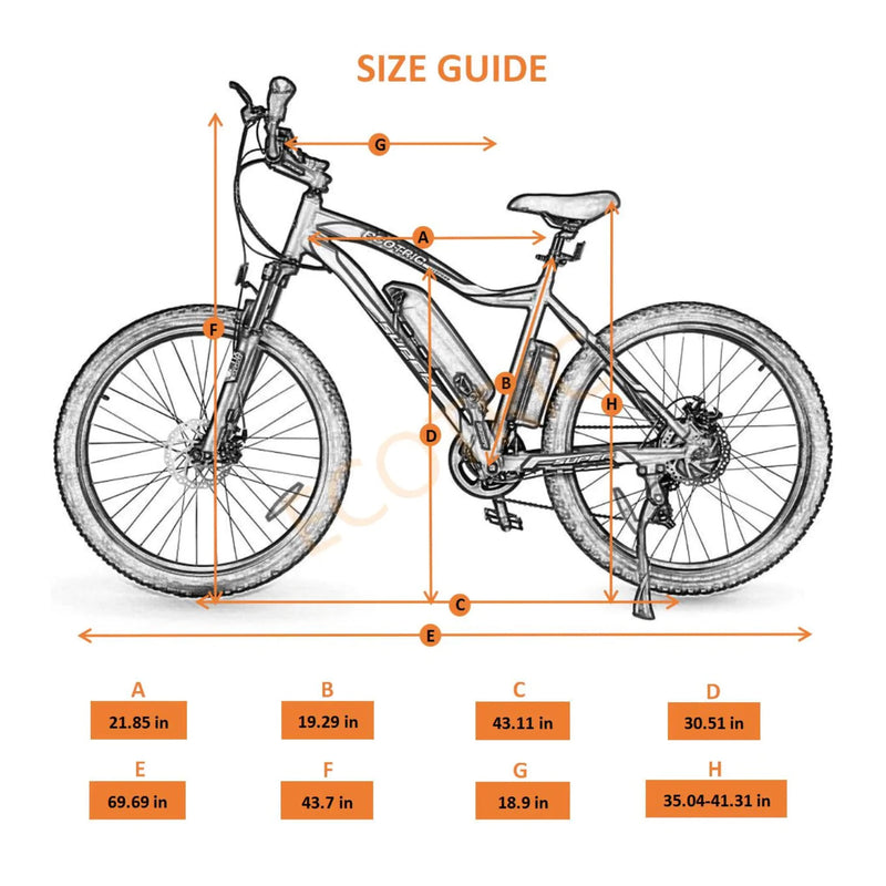 Electric Bike Ecotric Leopard Sizes