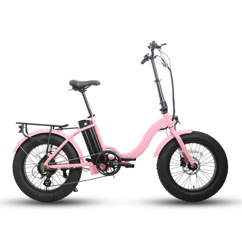 Electric Bike Eunorau Folding Step Thru Pink Side