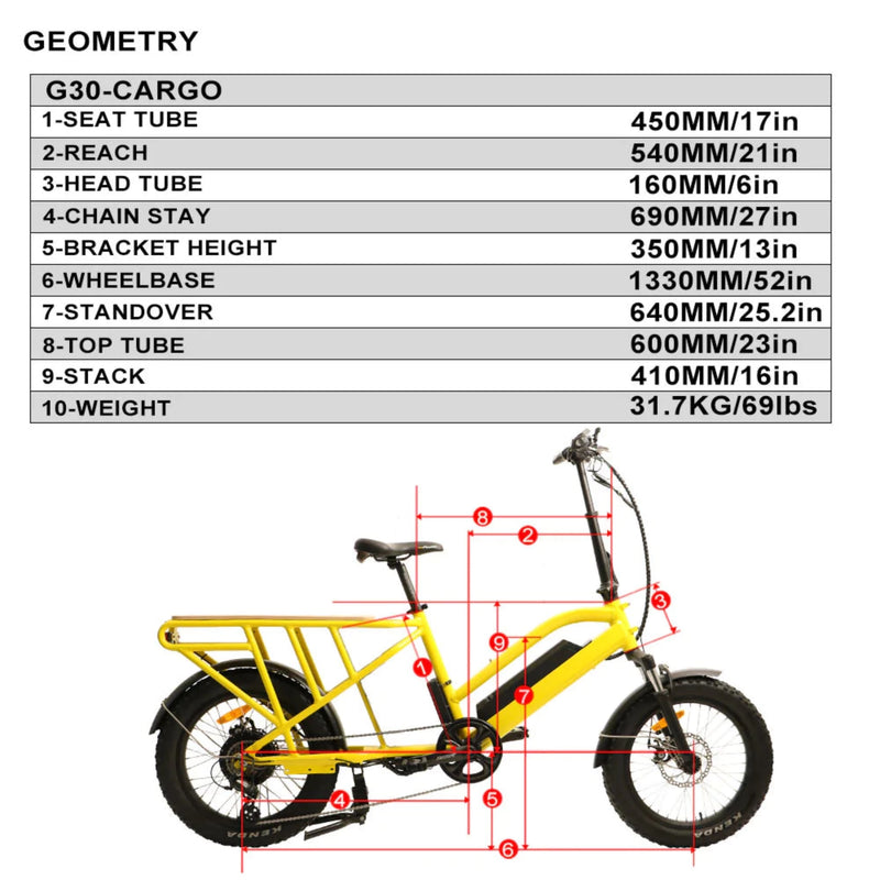 Electric Bike Eunorau G30 Dimensions