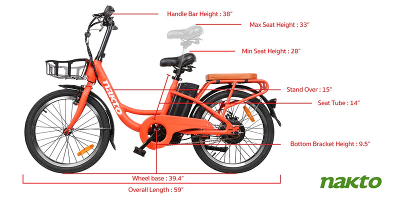 Electric Bike Nakto Pony Dimensions