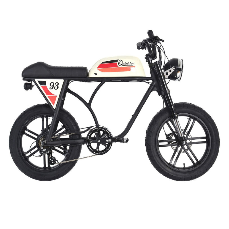 Electric Bike Outsider Black Frame White Tank