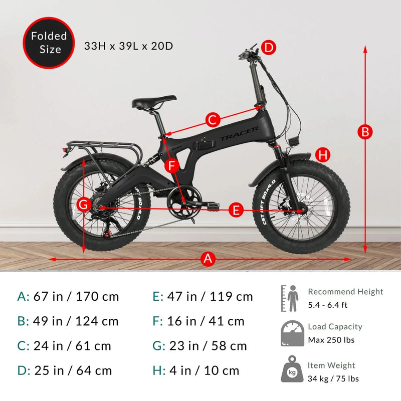 Electric Bike Tracer Kama 1.0 Dimensions