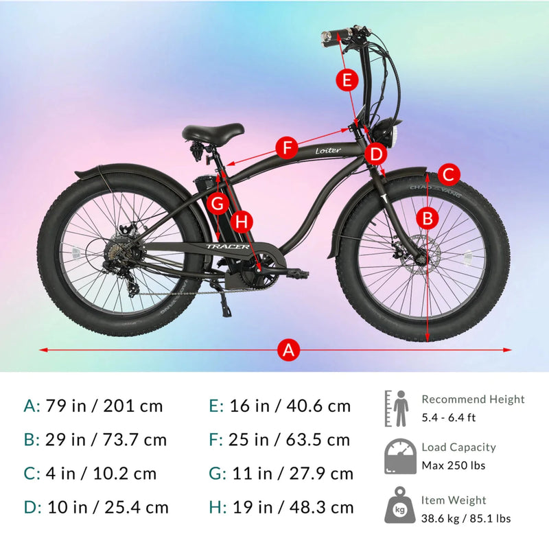 Electric Bike Tracer Loiter Dimensions