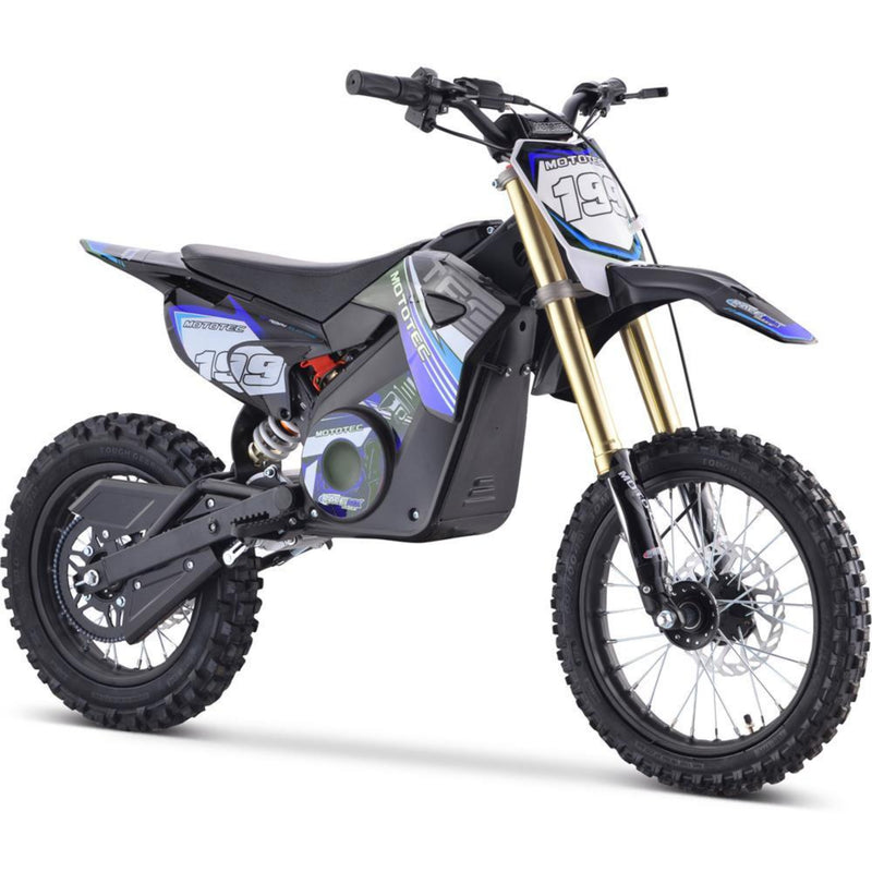 Electric Dirt Mini Bike MotoTec Pro 48V 1500W Blue Front