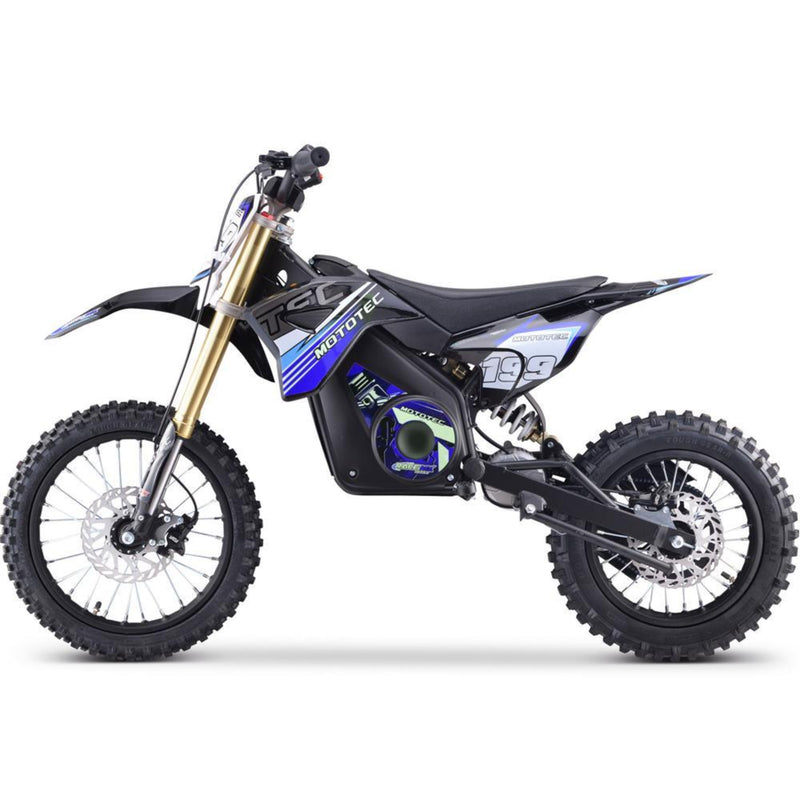 Electric Dirt Mini Bike MotoTec Pro 48V 1500W Blue Left