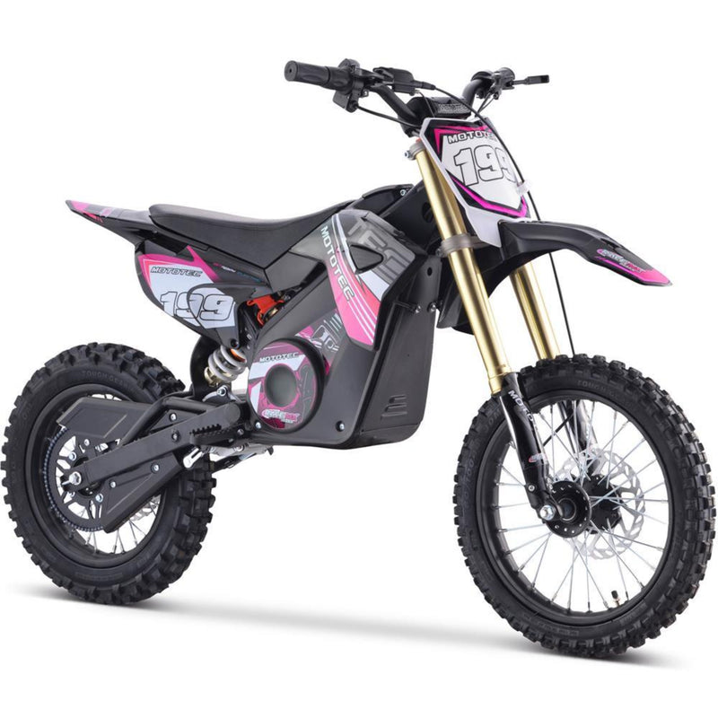 Electric Dirt Mini Bike MotoTec Pro 48V 1500W Pink Front