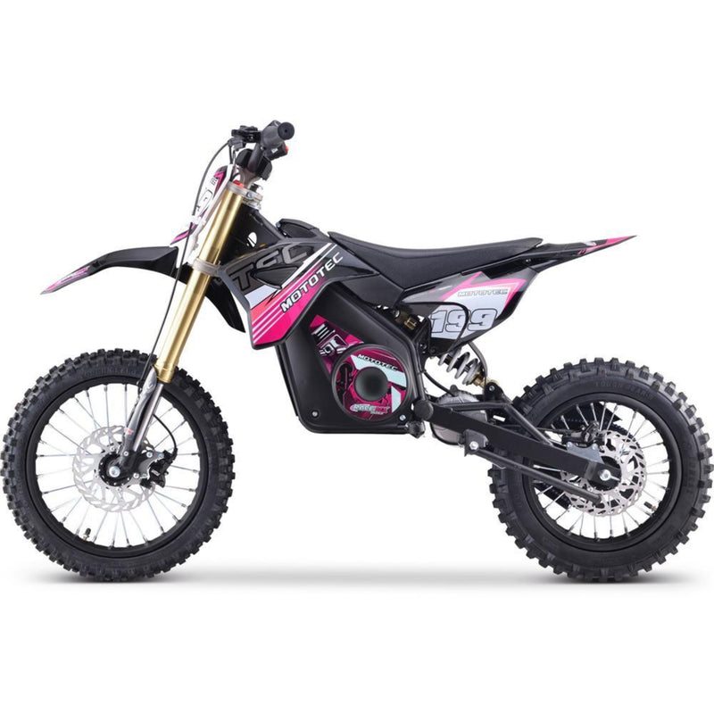 Electric Dirt Mini Bike MotoTec Pro 48V 1500W Pink Left