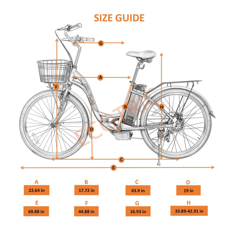 Electric Bike Ecotric Peacedove Sizes