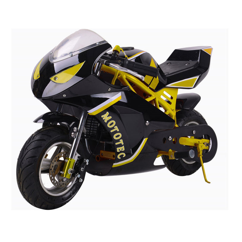 Gas Mini Bike MotoTec GT Yellow Front Left