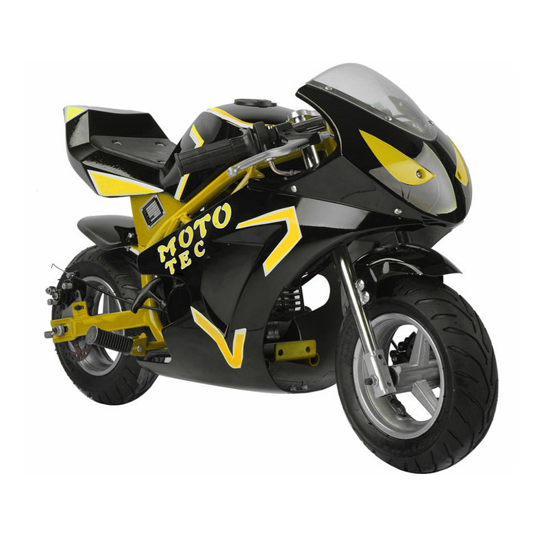 Gas Mini Bike MotoTec GT Yellow Front