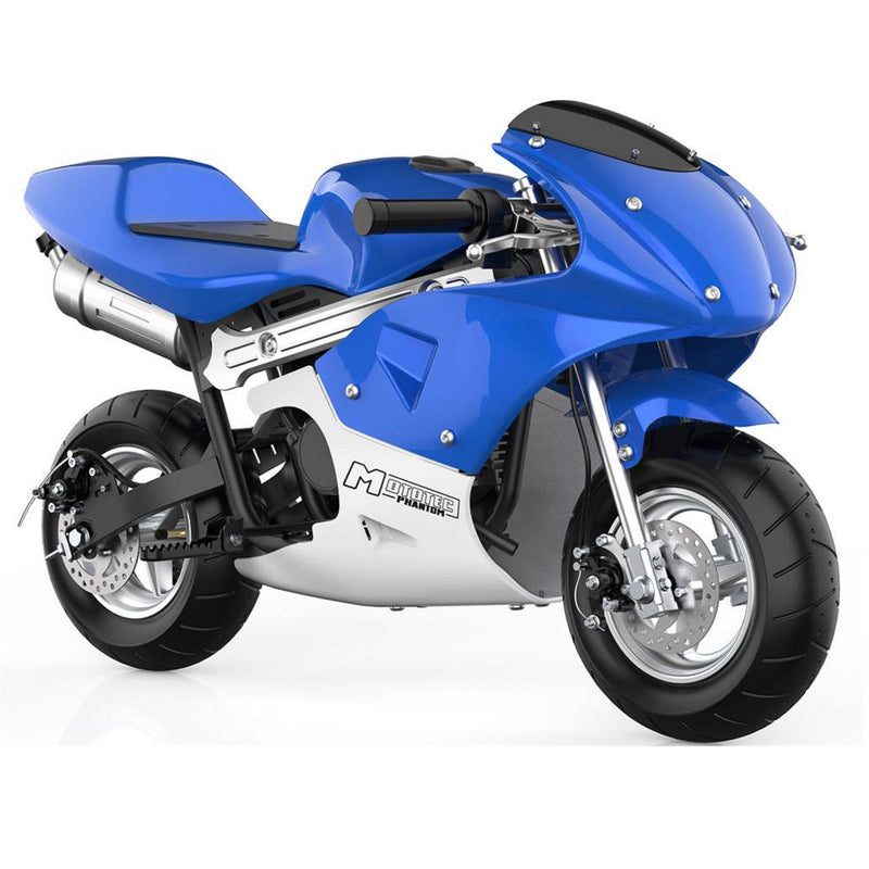 Gas Mini Bike MotoTec Phantom Blue Front