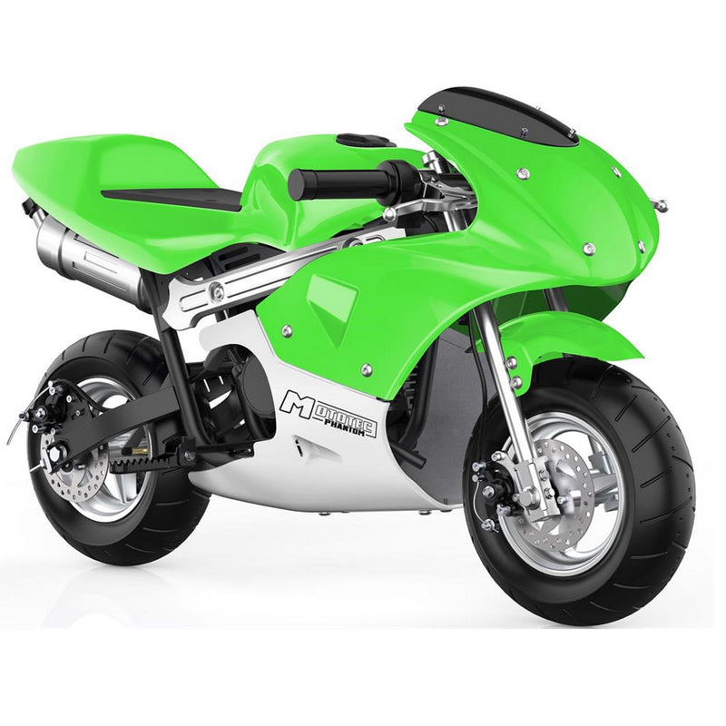 Gas Mini Bike MotoTec Phantom Green Front