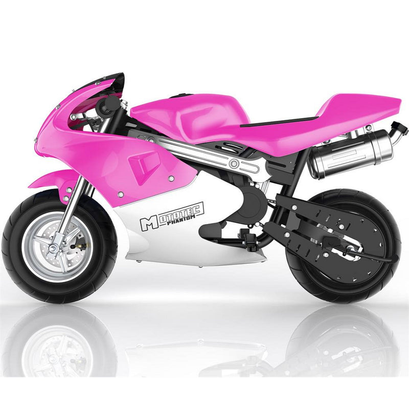 Gas Mini Bike MotoTec Phantom Pink Left