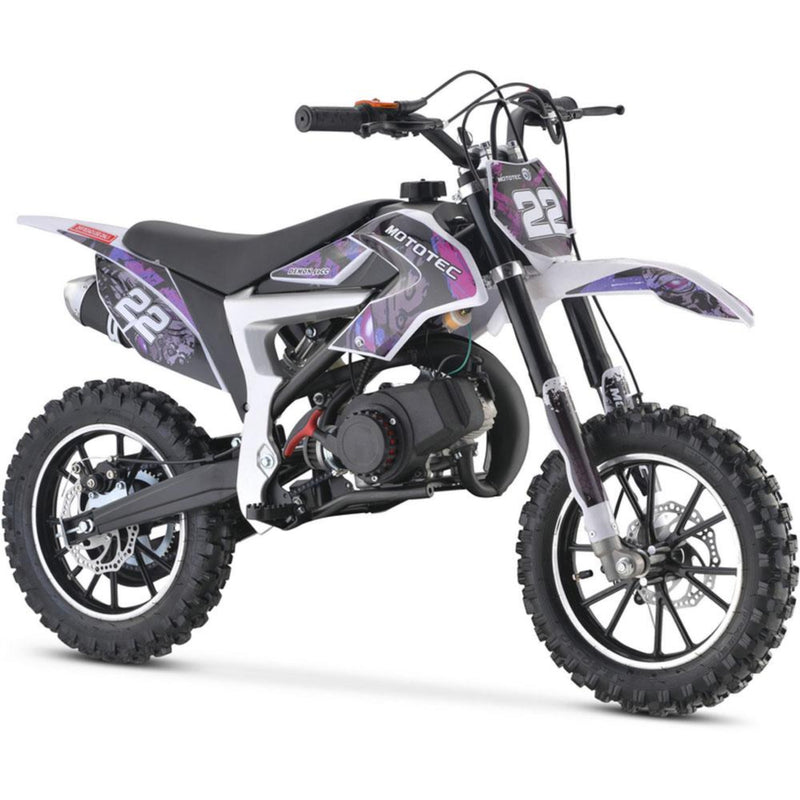 Gas Mini Dirt Bike MotoTec Demon Purple Front