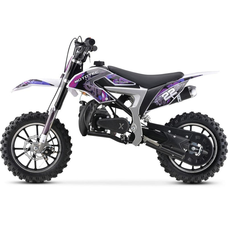 Gas Mini Dirt Bike MotoTec Demon Purple Left