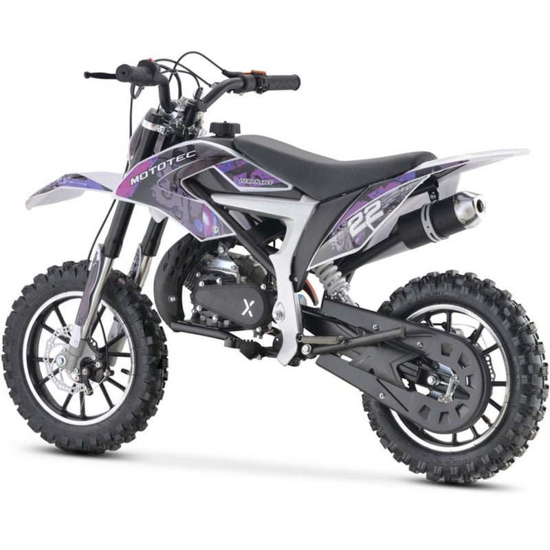 Gas Mini Dirt Bike MotoTec Demon Purple Rear