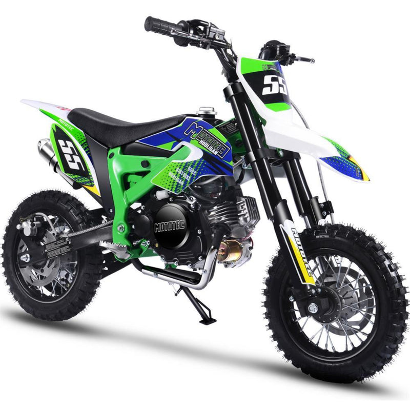 Gas Mini Dirt Bike MotoTec Hooligan Green Front