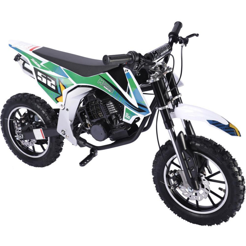 Gas Mini Dirt Bike MotoTec Warrior Green Front
