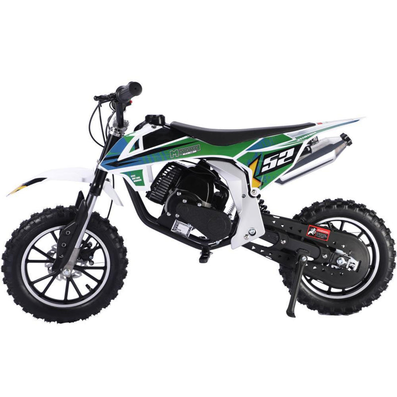 Gas Mini Dirt Bike MotoTec Warrior Green Left