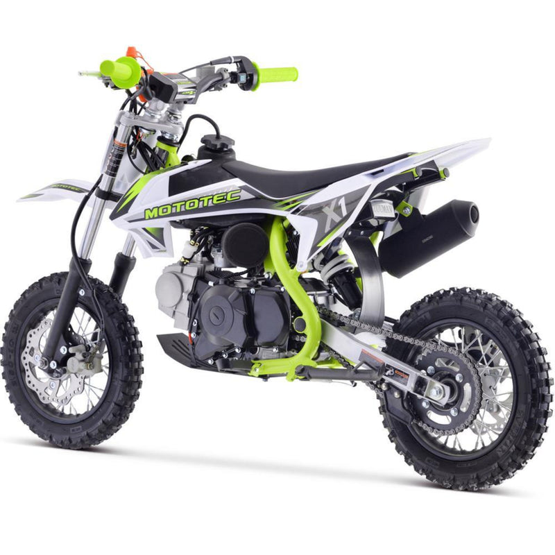 Gas Mini Dirt Bike MotoTec X1 Green Rear