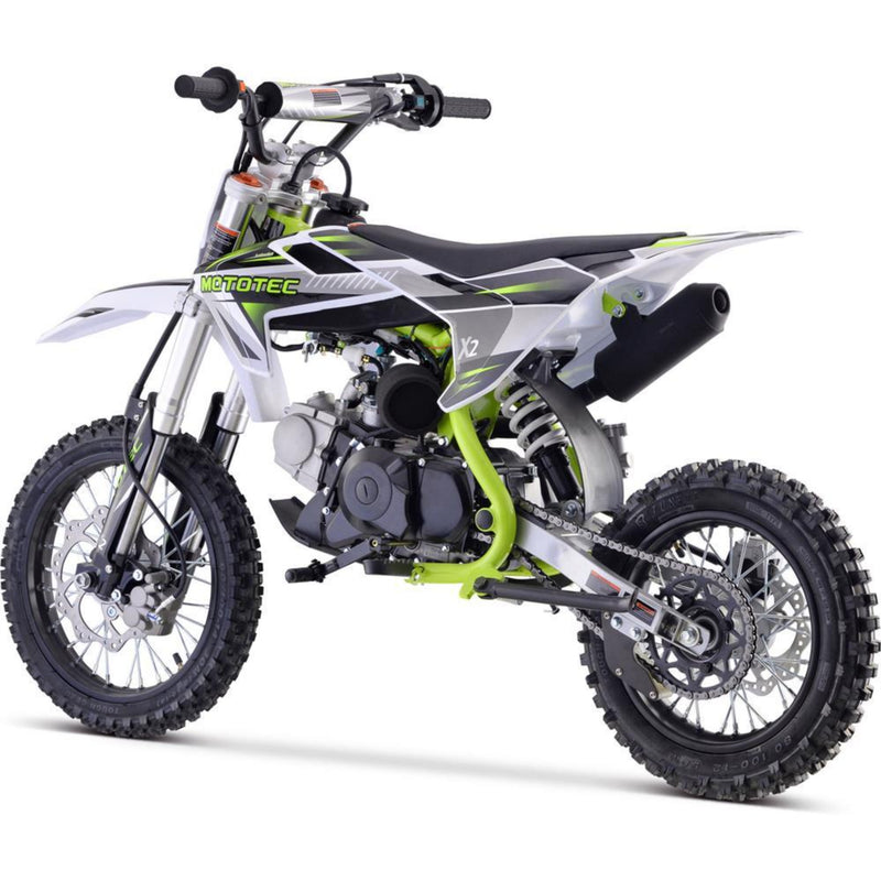 Gas Mini Dirt Bike MotoTec X2 Green Rear