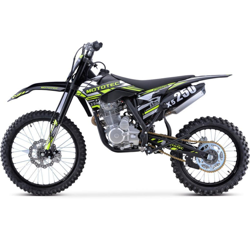 Gas Mini Dirt Bike MotoTec X5 Black Left