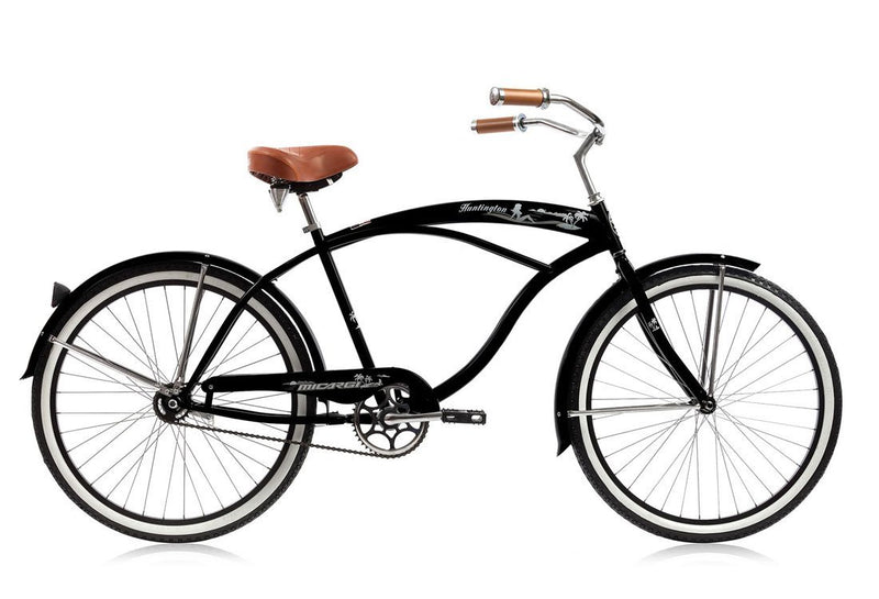 26'' Micargi Mens Huntington Beach Cruiser - black - side of bicycle