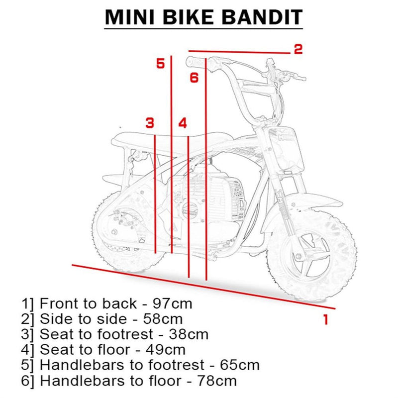 Mini Bike Gas Mototec Bandit Dimensions