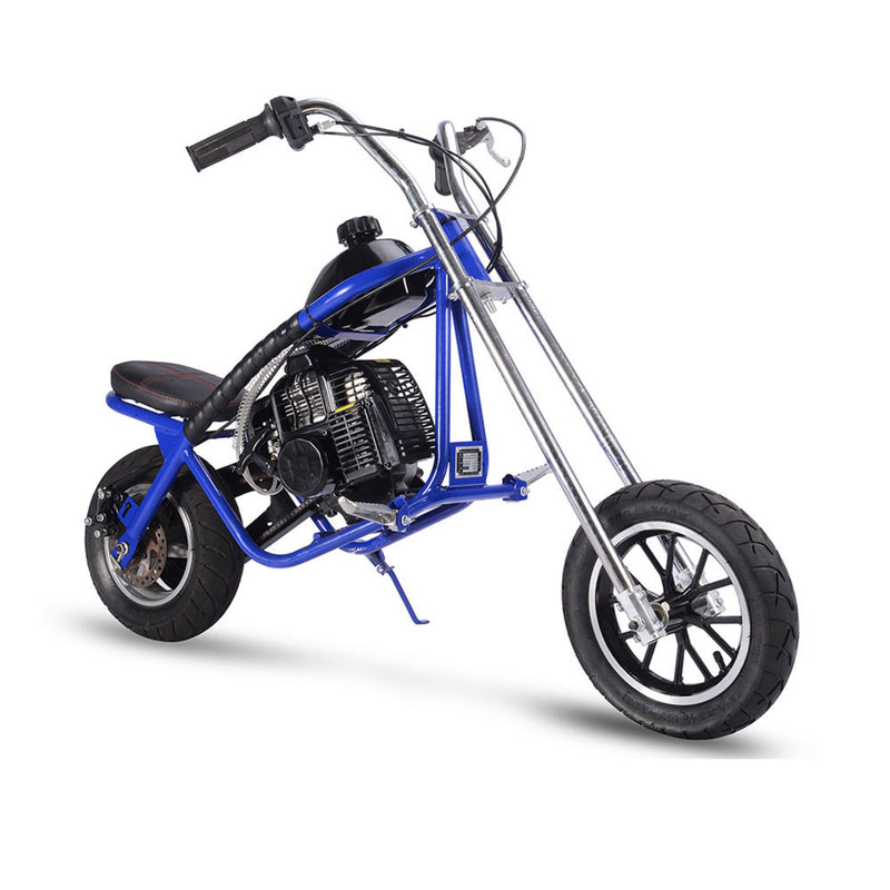 Mini Bike MotoTec Chopper Blue Front
