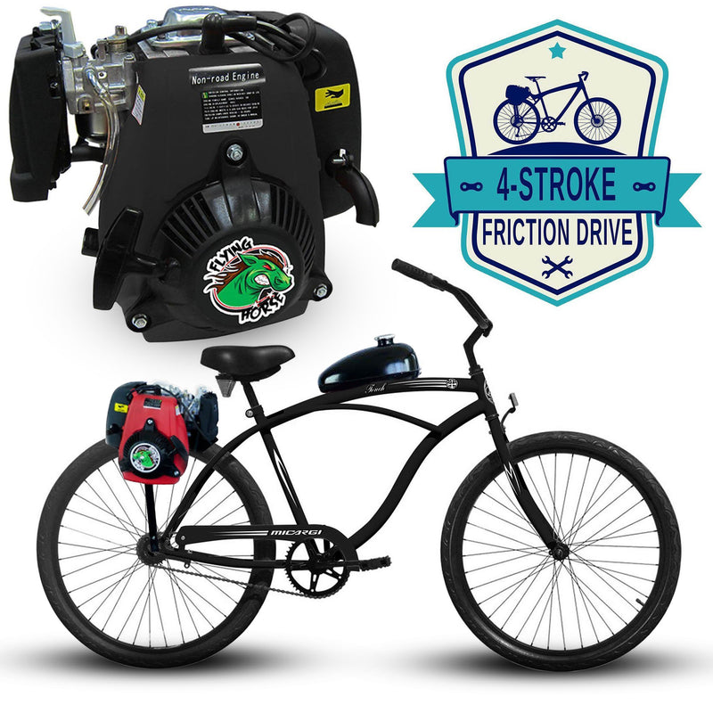 Motorized Bicycle Micargi Touch 4-Stroke Friction Drive Engine Kit Black Main