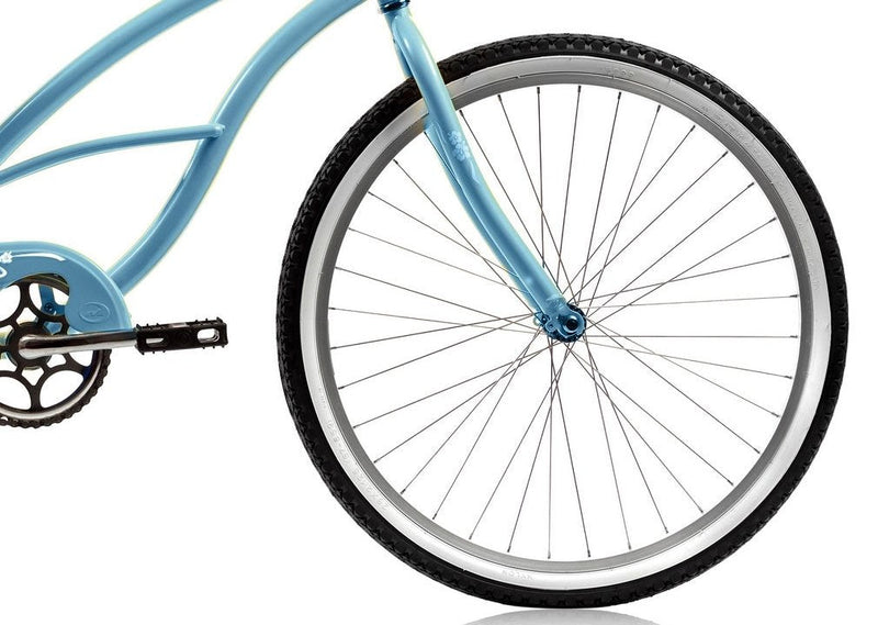 26'' Micargi Women's Pantera Beach Cruiser - blue - frame close up