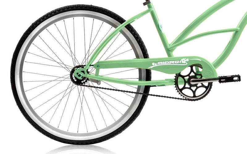 26'' Micargi Women's Pantera Beach Cruiser - green - rear wheel