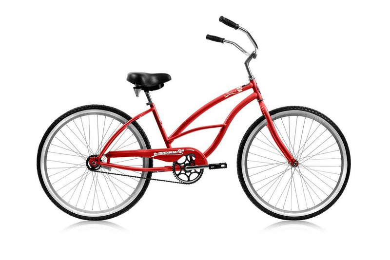 26'' Micargi Women's Pantera Beach Cruiser - red - side of bicycle