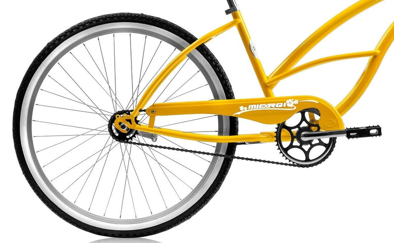 26'' Micargi Women's Pantera Beach Cruiser - yellow - rear wheel
