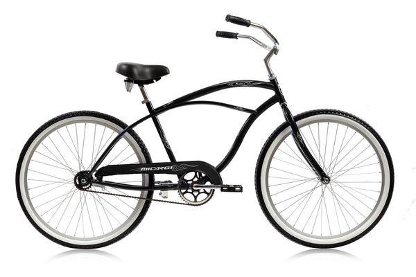 26'' Micargi Mens Pantera Beach Cruiser - black - front wheel