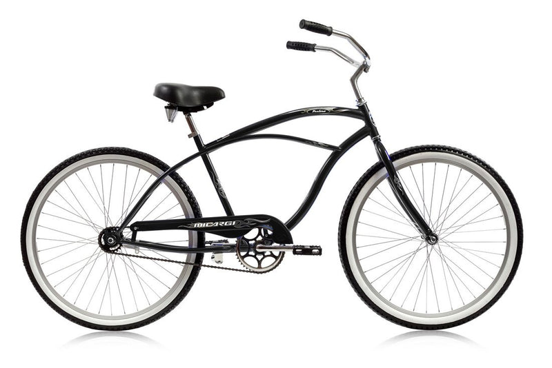 26'' Micargi Mens Pantera Beach Cruiser - black - side of bicycle