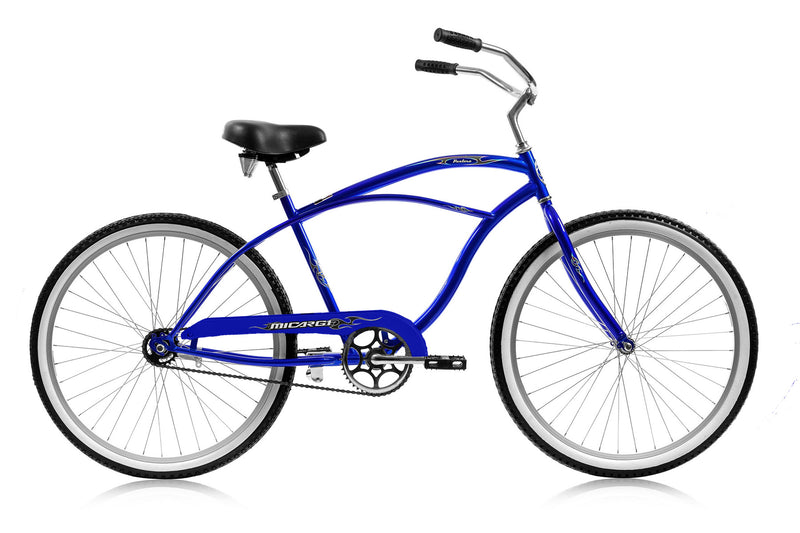26'' Micargi Mens Pantera Beach Cruiser - blue - side of bicycle