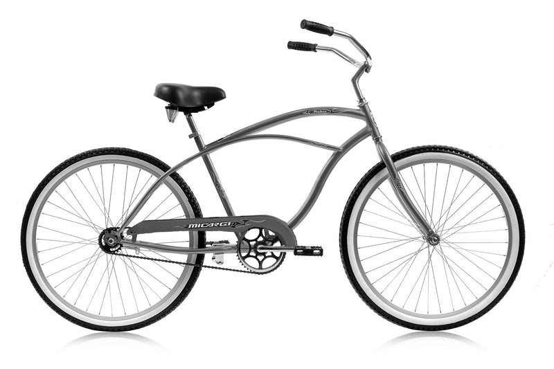 26'' Micargi Mens Pantera Beach Cruiser - grey - side of bicycle