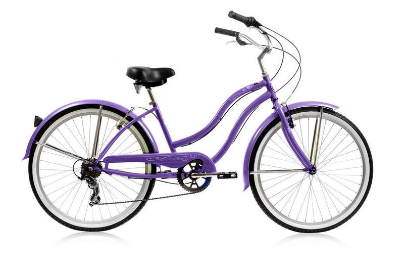 womens purple bicycle 26'' Micargi Pantera 7SP Beach Cruiser Bicycle- Ladies 7 Speed Beach Cruiser
