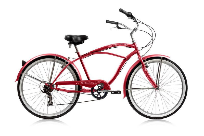 26'' Micargi Mens Pantera 7SP - red - side of bicycle