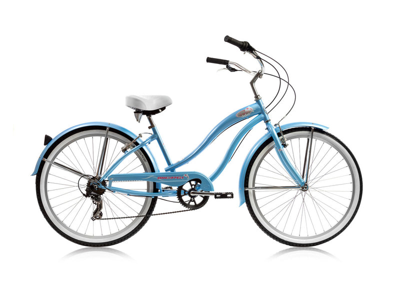 26''Micargi Women's Rover 7 Speed - blue - side of bicycle