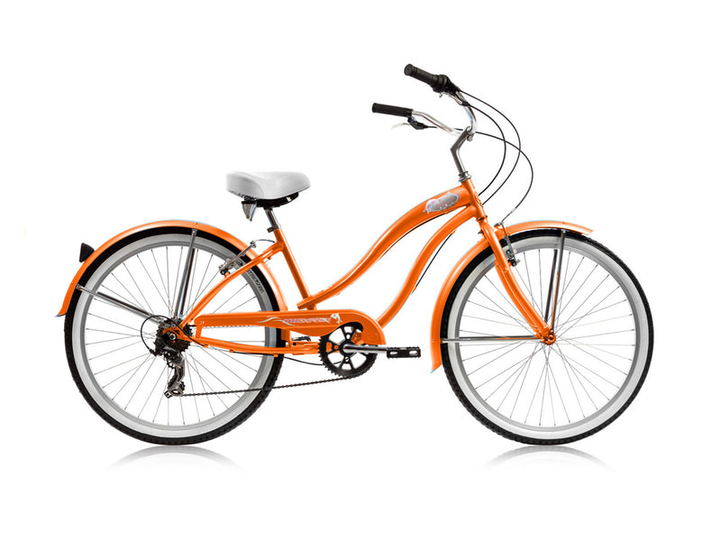 26''Micargi Women's Rover 7 Speed - orange - side of bicycle