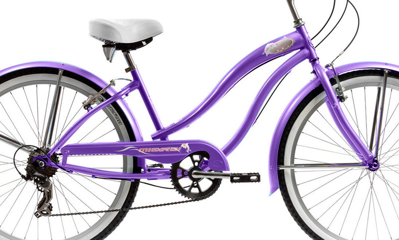 26''Micargi Women's Rover 7 Speed - purple - frame close up