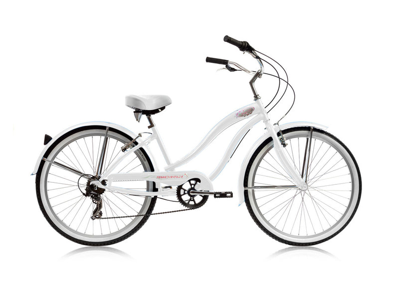 26''Micargi Women's Rover 7 Speed - white - side of bicycle