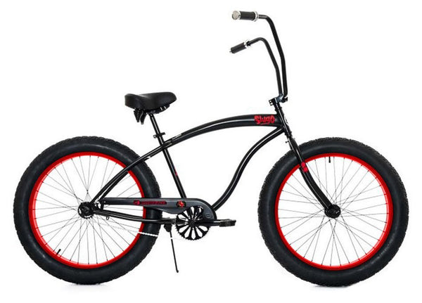 26'' Micargi Men's Slugo A - black with red rims - side of bicycle