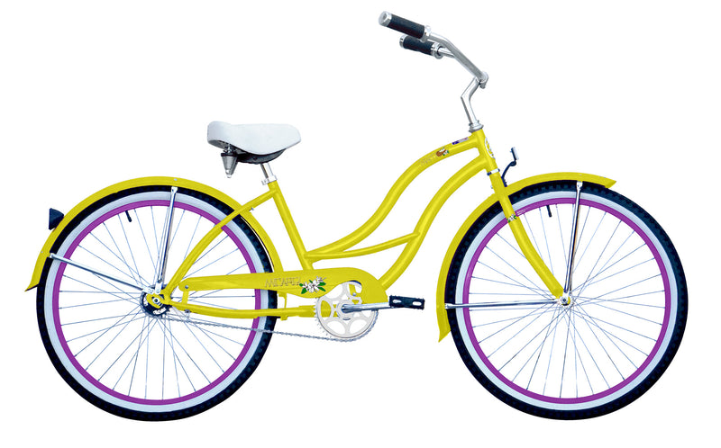 26'' Micargi Womens Tahiti - yellow side of bicycle -